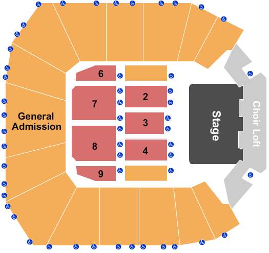 Chautauqua Institution Amphitheater RSV 2-4 & 6-9 + GA Seating Chart